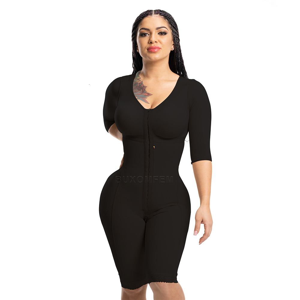 Seamless Fa Sleeves & Bra Elastic Tight Push Up Complete Body Shaper Adjustable Bodysuits With Hook Eyes Shapewear Girdle