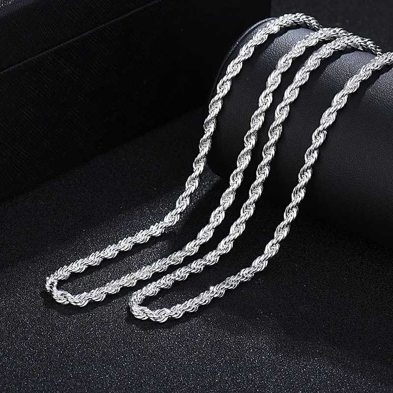 Hot Charms Fine 4MM Rope Chain 925 Sterling Silver Necklaces for Woman Men Classic Fashion Jewelry Wedding Party Holiday GiftsX240919