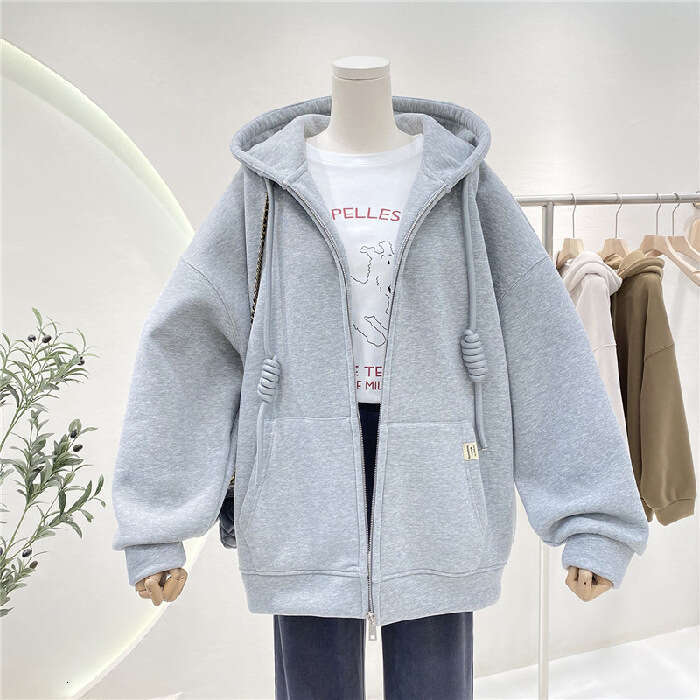 Hallowmas 2024 New Hooded Hoodie Womens Autumn/winter Korean Edition Lazy Style Loose Plush Cardigan Zipper Casual Coat Top Women Jacket Autumn Dress 