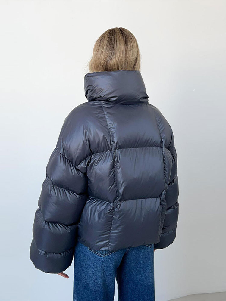 Women Winter Solid Thicken Warm Down Coats With Hat Fashion Lapel Single Breasted Cropped Cotton Jacket Casual Lady Street Wear