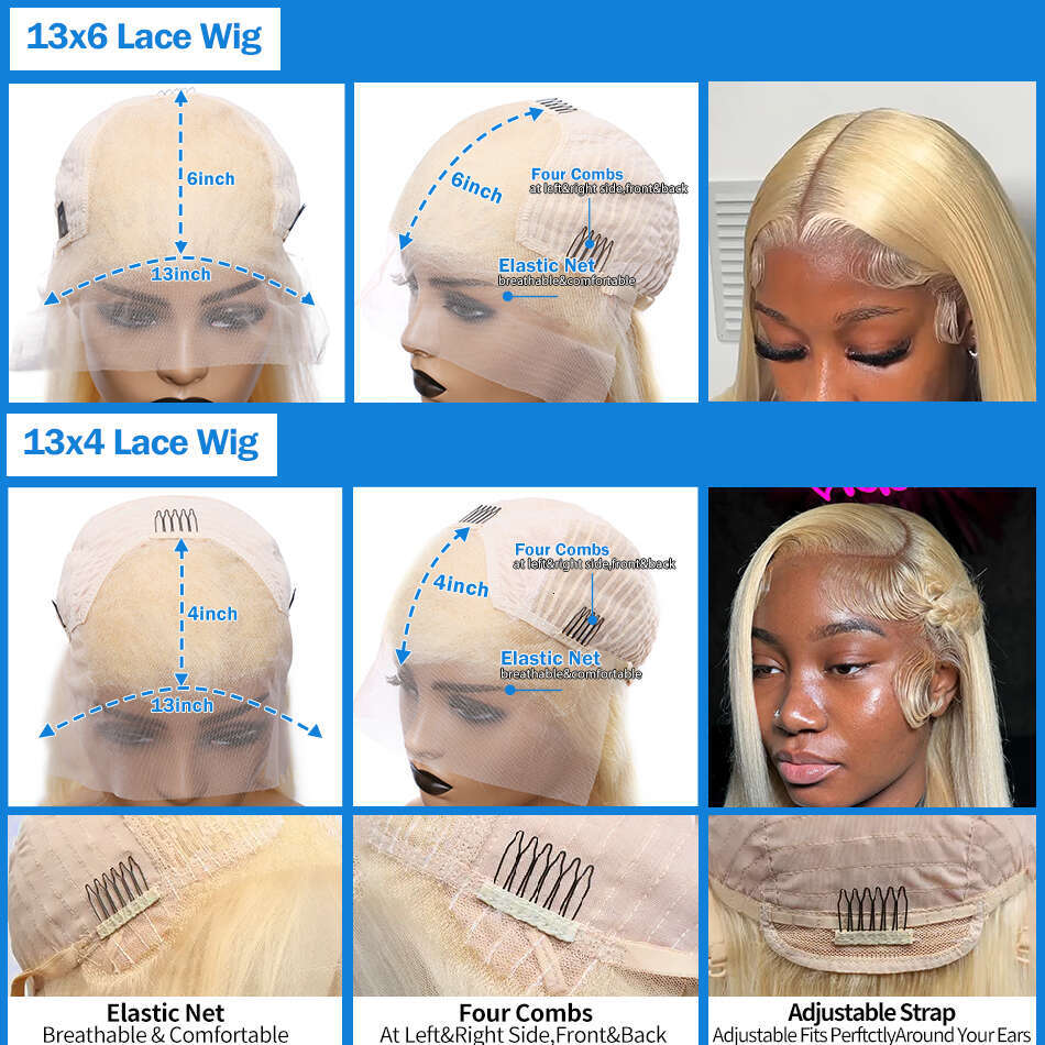 Brazilian Blonde 13x4 13x6 Full HD Frontal Wigs Human Hair Bone Straight 613 30Inch Melt Skin Lace Front Wig For Women 250%