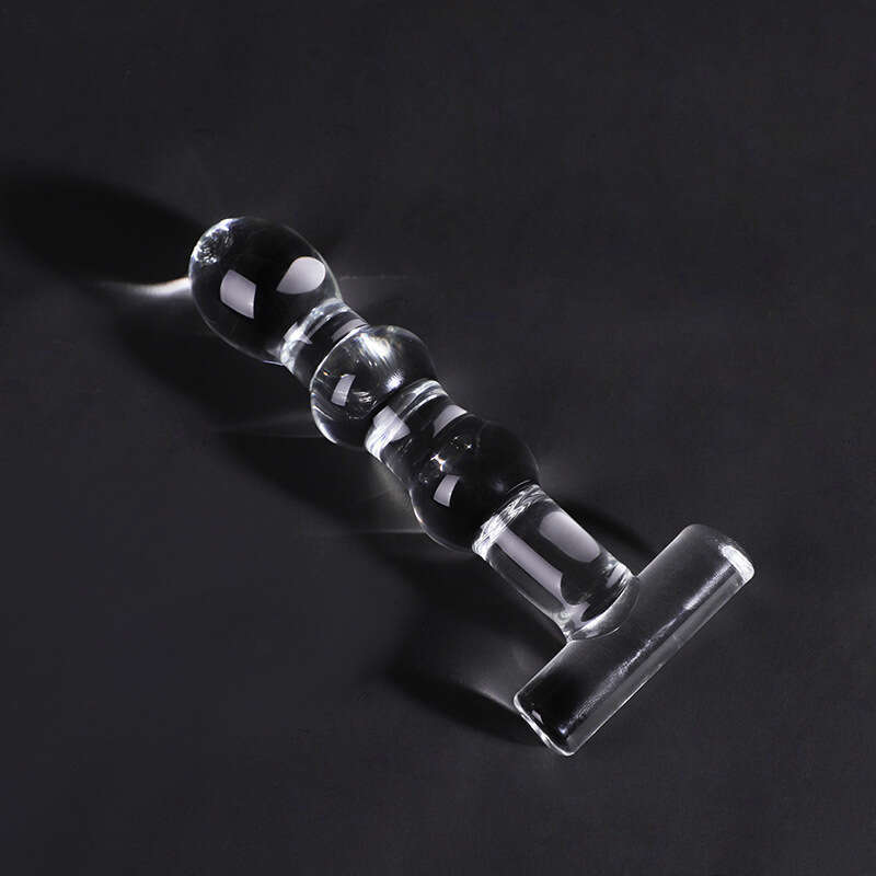 SM prop glass crystal dildo T-shaped three ball anal plug simulation dildo masturbator, female alternative adult product