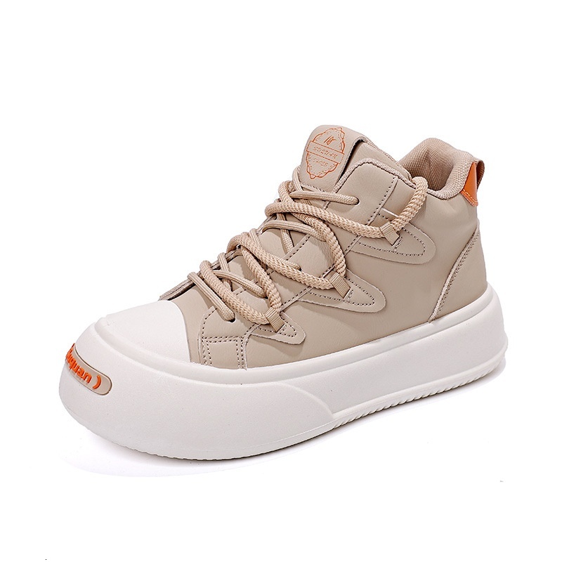 Ins Korean version white 2023 autumn and winter new women's sponge cake high top shoes, casual thick soled board shoes for women