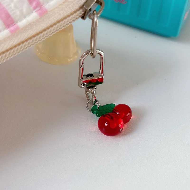 Cute Cherry Keychain Simple Fruits Acrylic Keyring Key Charm Earphone Hanging Decoration Bag Pendant Best Friend GiftsX240919