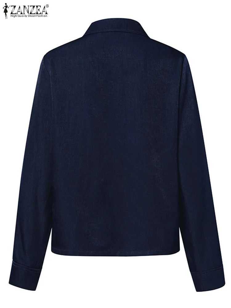 2024 ZANZEA Women Autumn Denim Coats Fashion Lapel Collar Jackets Long Sleeve Outwear Vintage Pocket Waisted Loose Casual TopsX240920