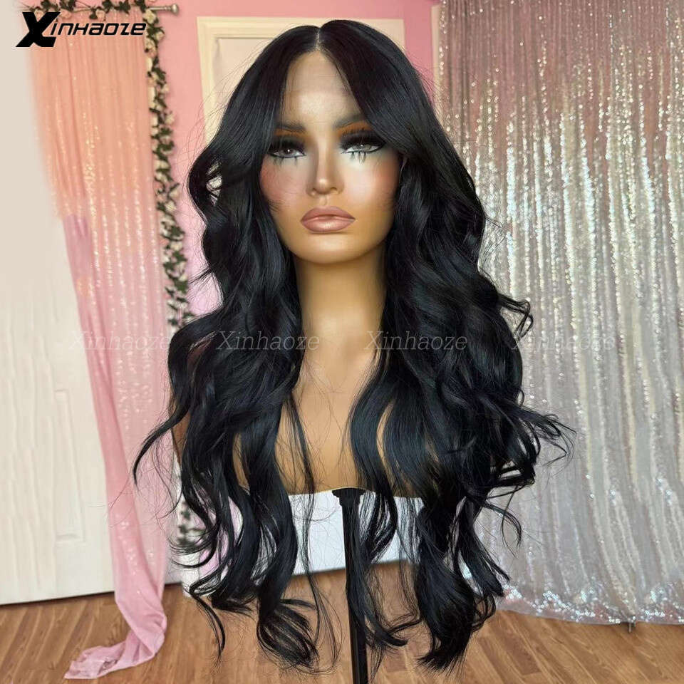#1 Jet Black Body Wave Silk Top Human Wigs Brazilian Remy Wavy Pre Plucked 360/13x6 Full Lace Wig With Baby Hair