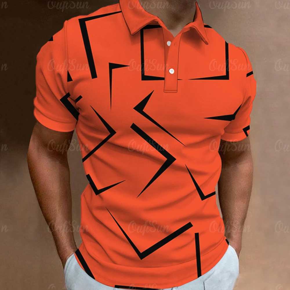 Fashion Mens Polo Shirt 3D Thin Line Stripe T-Shirt Top Summer Short Sleeve Polo Shirt Colorful Pattern Tee Casual Male ClothesX240920