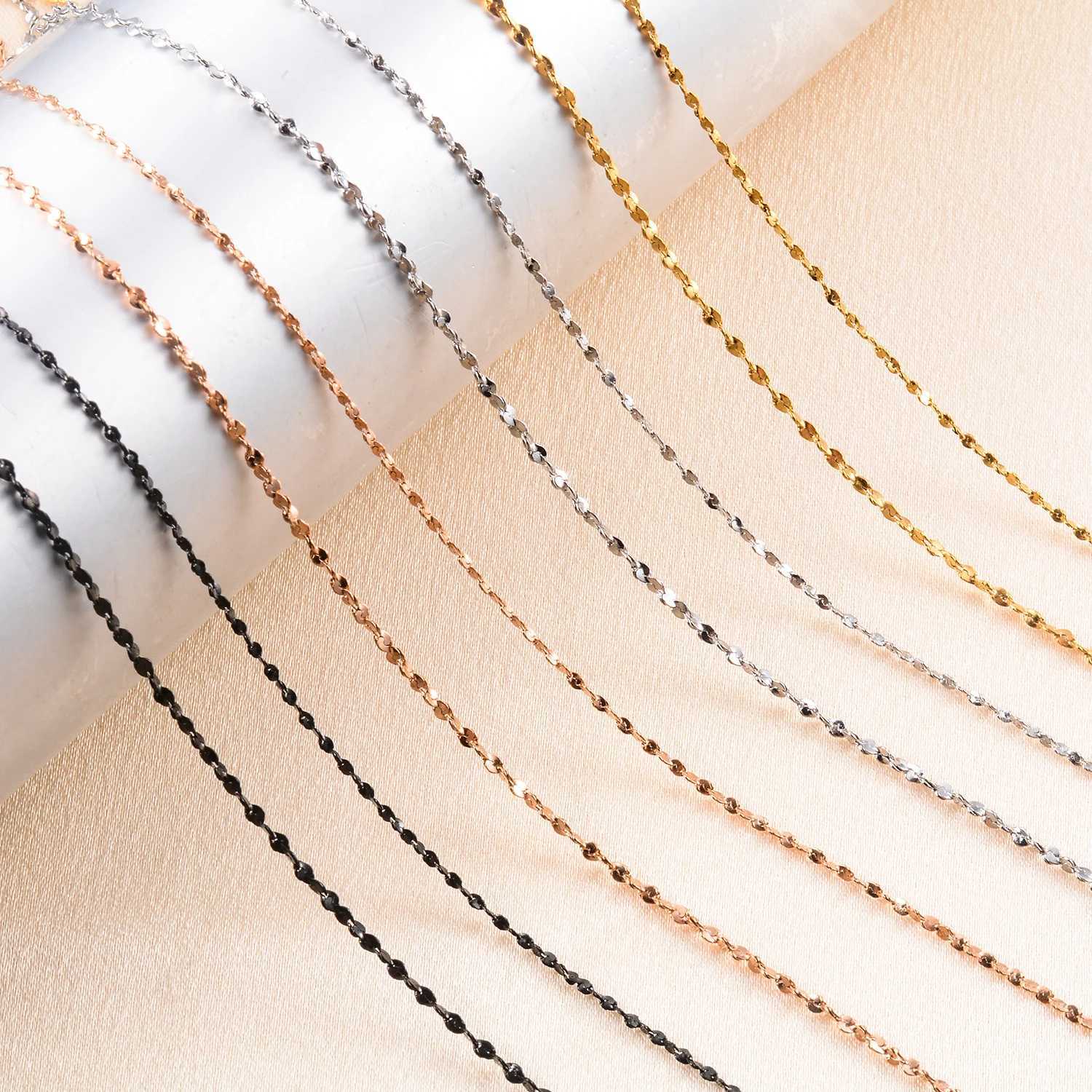 1.2/1.5/1.8MM Stainless Steel Silver/Gold/ Black/Rose Gold Color Sparkling Star Shiny Necklaces For Women Tiny Chain JewelryX240919