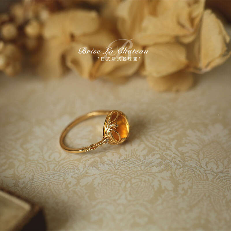 Honey wealth is unstoppable. Goddess, simple lace pattern, natural egg yolk crystal, same style, light luxury, versatile ring Party Gift Designer Jewe