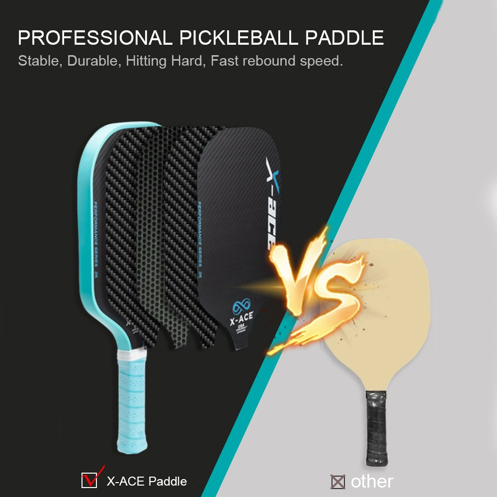 X-ACE 3K Carbon Fiber Pickleball Paddle High Grit & Spin 16MM Polypropylene Honeycomb Core Lightweight Pickleball Racket
