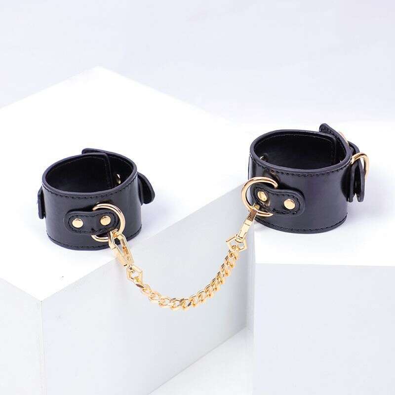 Customized SM props for foreign trade, bound handcuffs, black PU leather simulation, fun handcuffs, alternative adult products