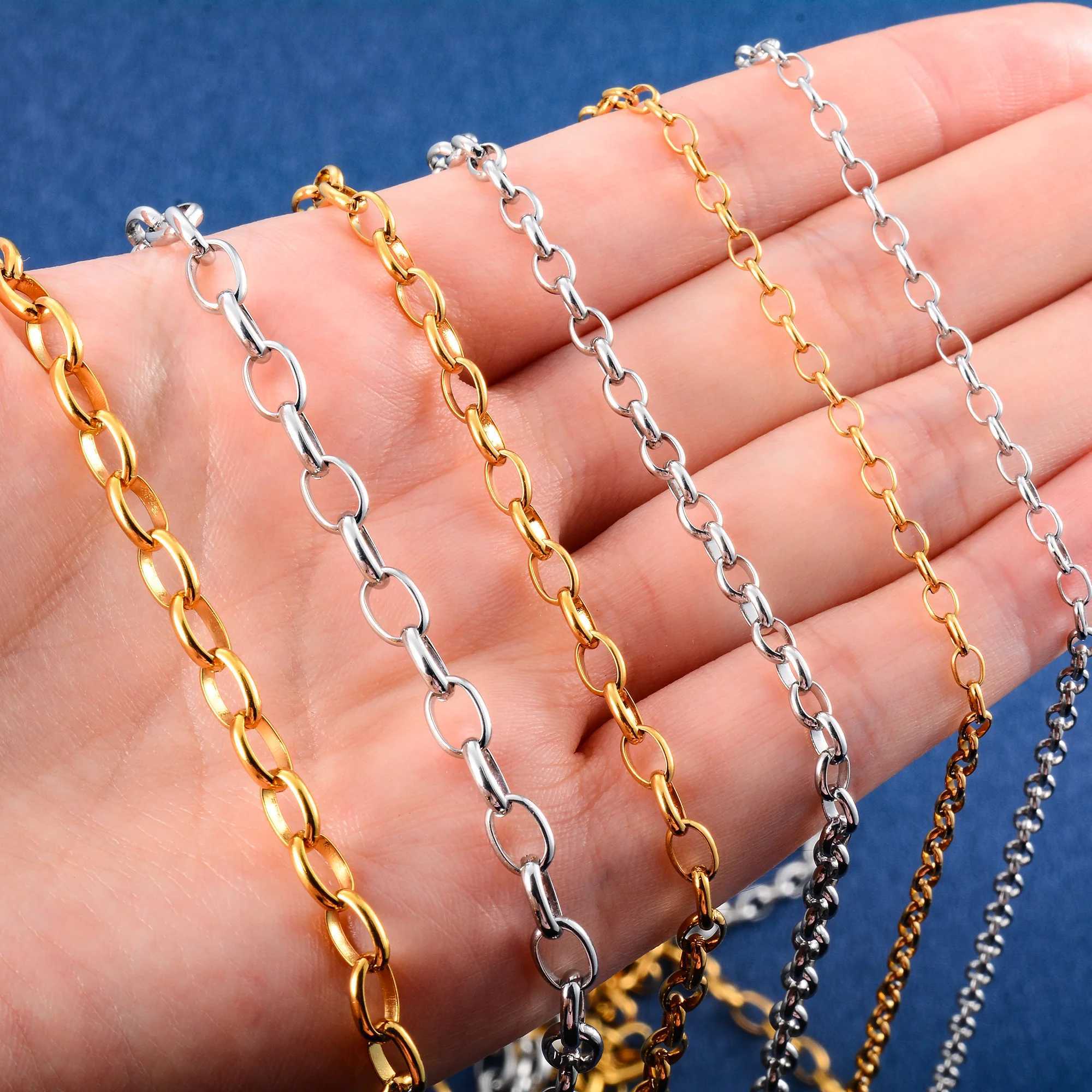 Rolo Necklace 316L Stainless Steel for Women Men Oval O Link Chain on Neck Collar Choker Gold/Silver Color Jewelry AccessoriesX240919