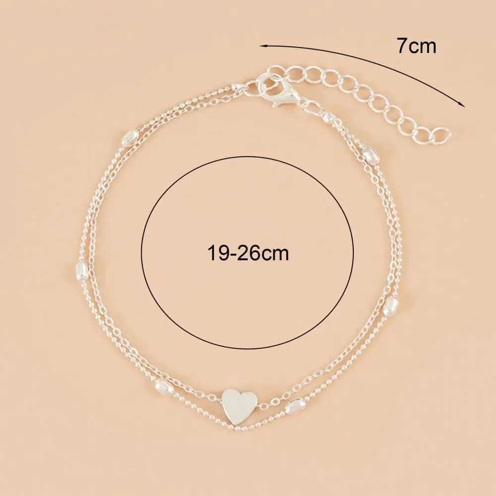 Mother Day Gift Anklet Elegant Double-layer Heart Anklet for Women Adjustable Hollow Chain Ankle Decoration with Lobster Y240920