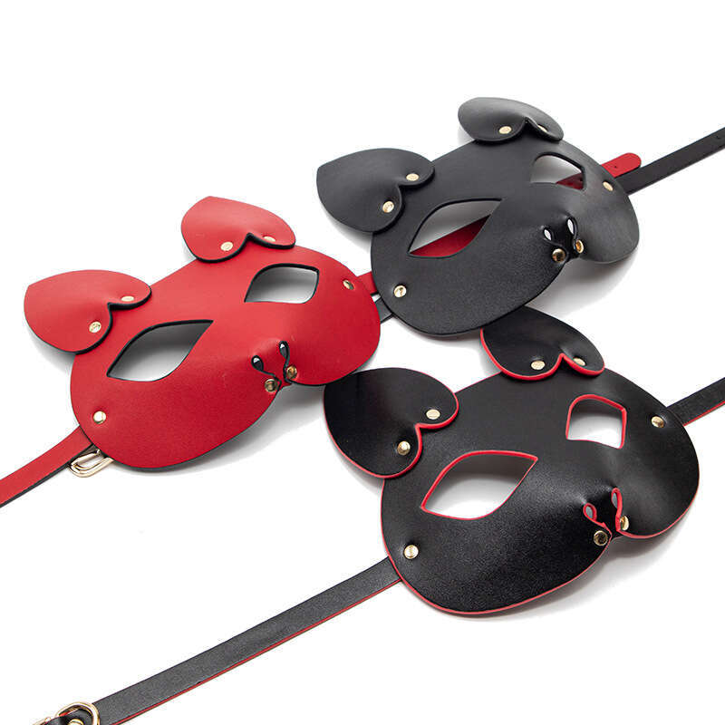 Multi person interaction, flirting, fun mask, ball mask, fun eye mask, black and red fox mask, alternative adult products