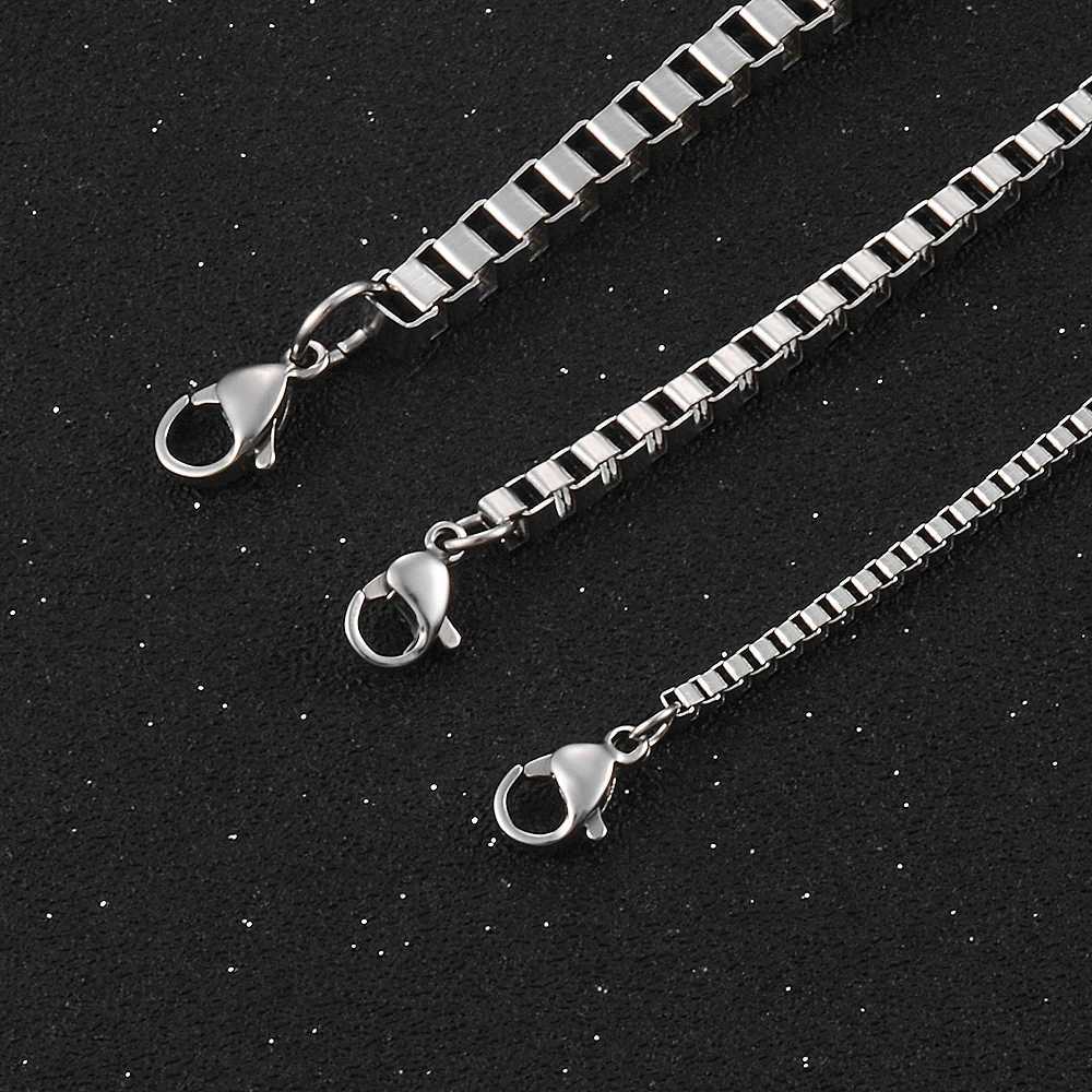 Fashionable Stainless Steel Box Square Link Chain Necklace Gold Color Various Sizes And Widths Can Be CustomizedX240919