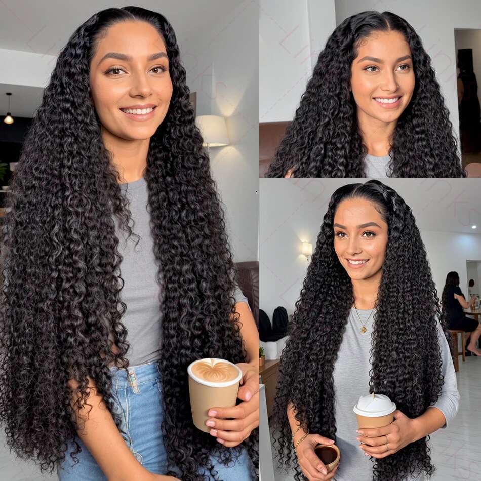 30 40 Inch Curly 13x4 Front Deep Wave HD Transparent Lace Frontal Wig Brazilian Human Hair For Women