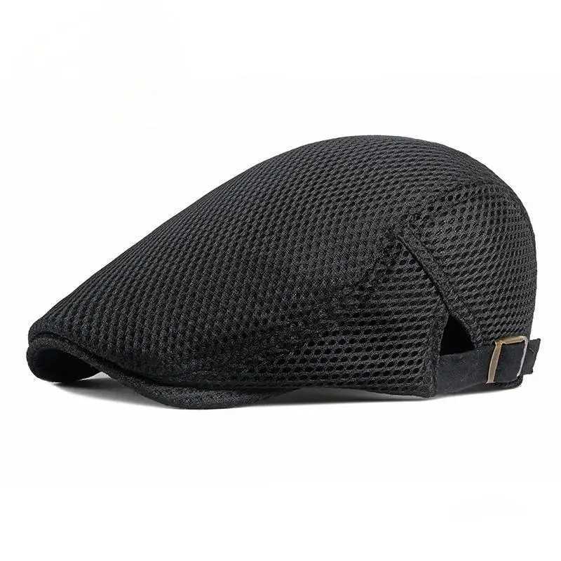 Beret Hat Womens Summer Thin Hollow Mesh Breathable Hat Mens Light Plate Retro Sunscreen Hat Forward HatX240919