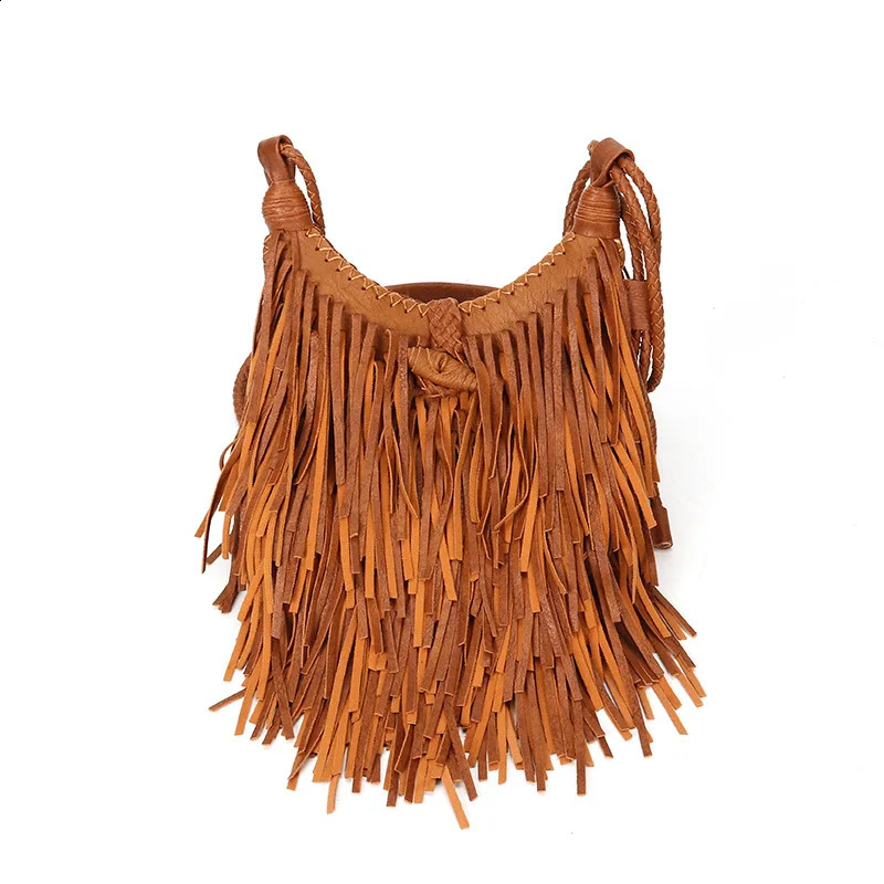Womens PU leather bag womens fashionable shoulder bag famous cross body bag edge tassel womens messenger bag 240918