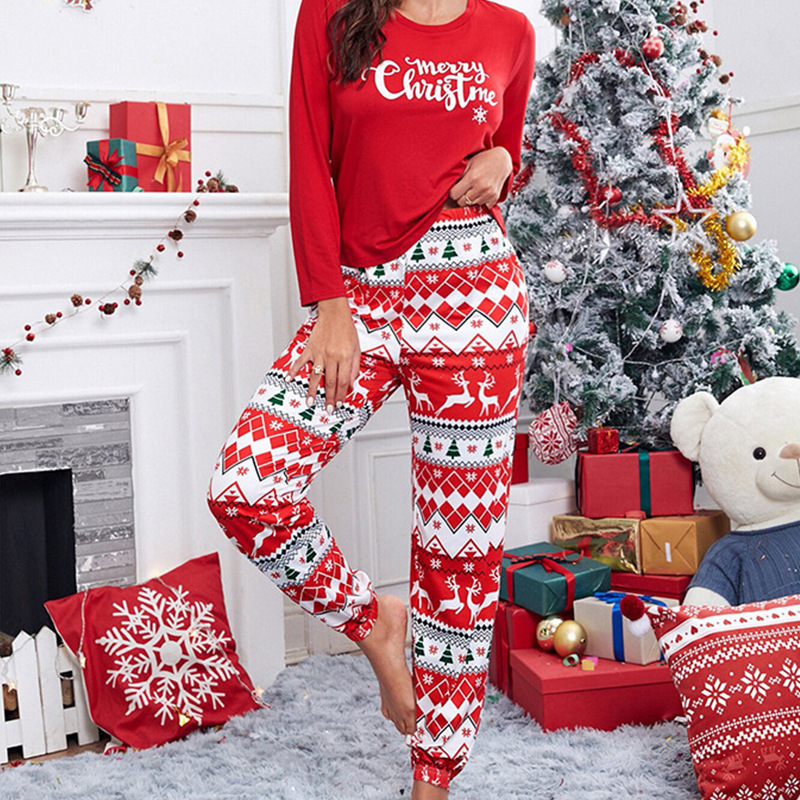 Christmas home outfit, women's sleepwear long sleeved set, casual and fashionable sleepwear, loose lace up, camouflage color printing