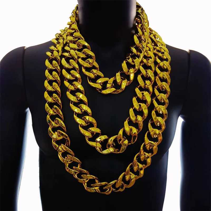 Fashion Punk Exaggerated Gold Color Thick Chain Necklace Men Personalized Jewelry DIY Waist Chain Bag Chain WholesaleX240919