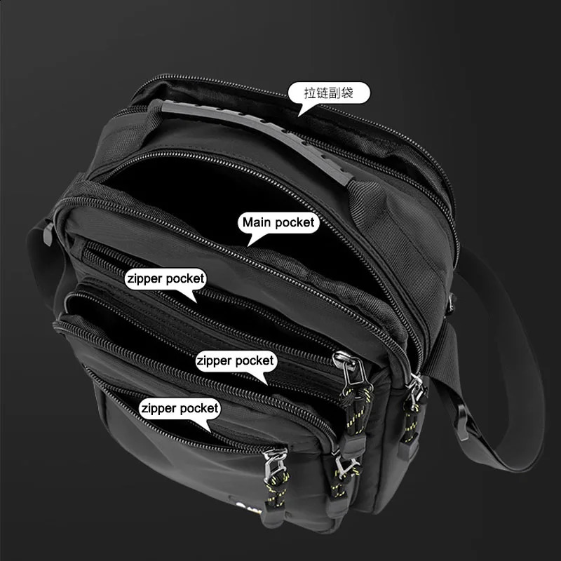 Mens casual small handbag waterproof nylon cross body bag 12 inch mens business office messenger shoulder flip XA33C 240919