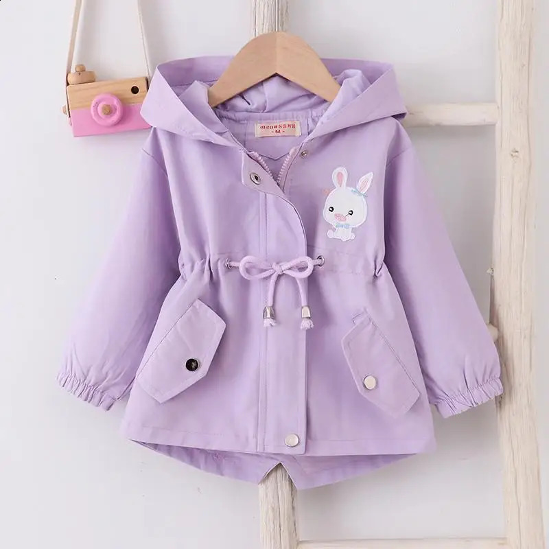 2-7-year-old baby girl jacket spring and summer casual windproof childrens jacket cute rabbit hooded zipper baby jacket childrens clothing 240918