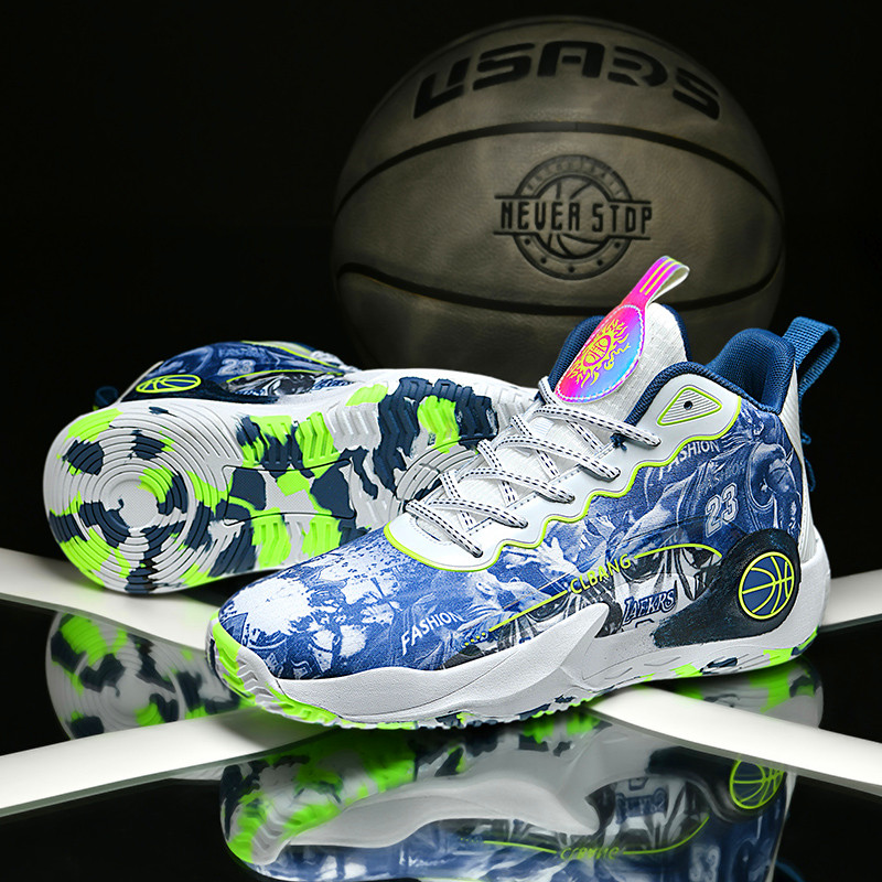 Shock-absorbing jumping men's high-top thick-sole sneakers 2024 new exquisite fashion basketball shoes