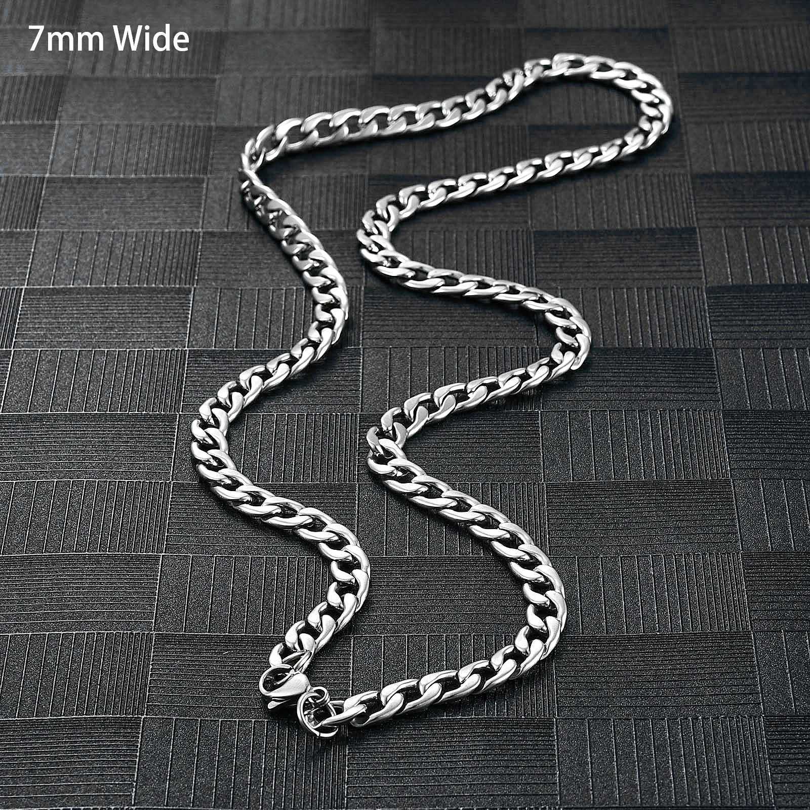 Mens Round Link Stainless Steel Necklace Cuban Chain for Women Silver Color Waterproof Tone Punk Boy Male Jewelry AccessoriesX240919