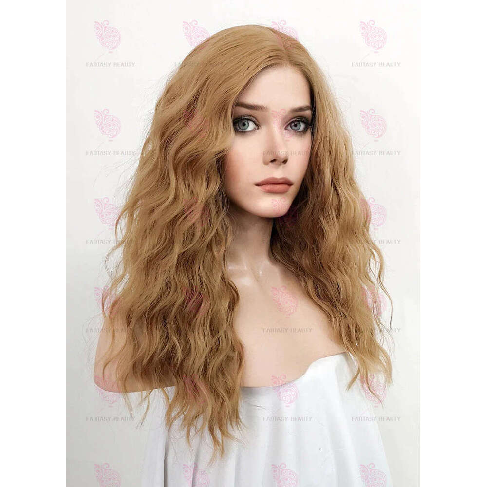 Honey Blonde Golden Curly Synthetic Hair Lace Front For Woman With Babyhair Soft Heat Resistant Fiber Daily Wigs Cosplay