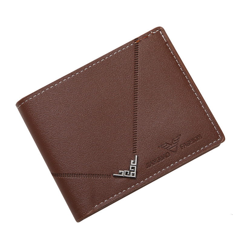 New Short Wallet Men's Youth Simple and Fashionable Multi Card Lychee Pattern Horizontal Spliced Leather Clip