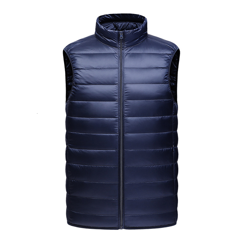 Autumn Winter Duck Down Men Warm Thick Stand Collar Sleeveless Waistcoat Mens Casual Waterproof Windproof Puffer Vest