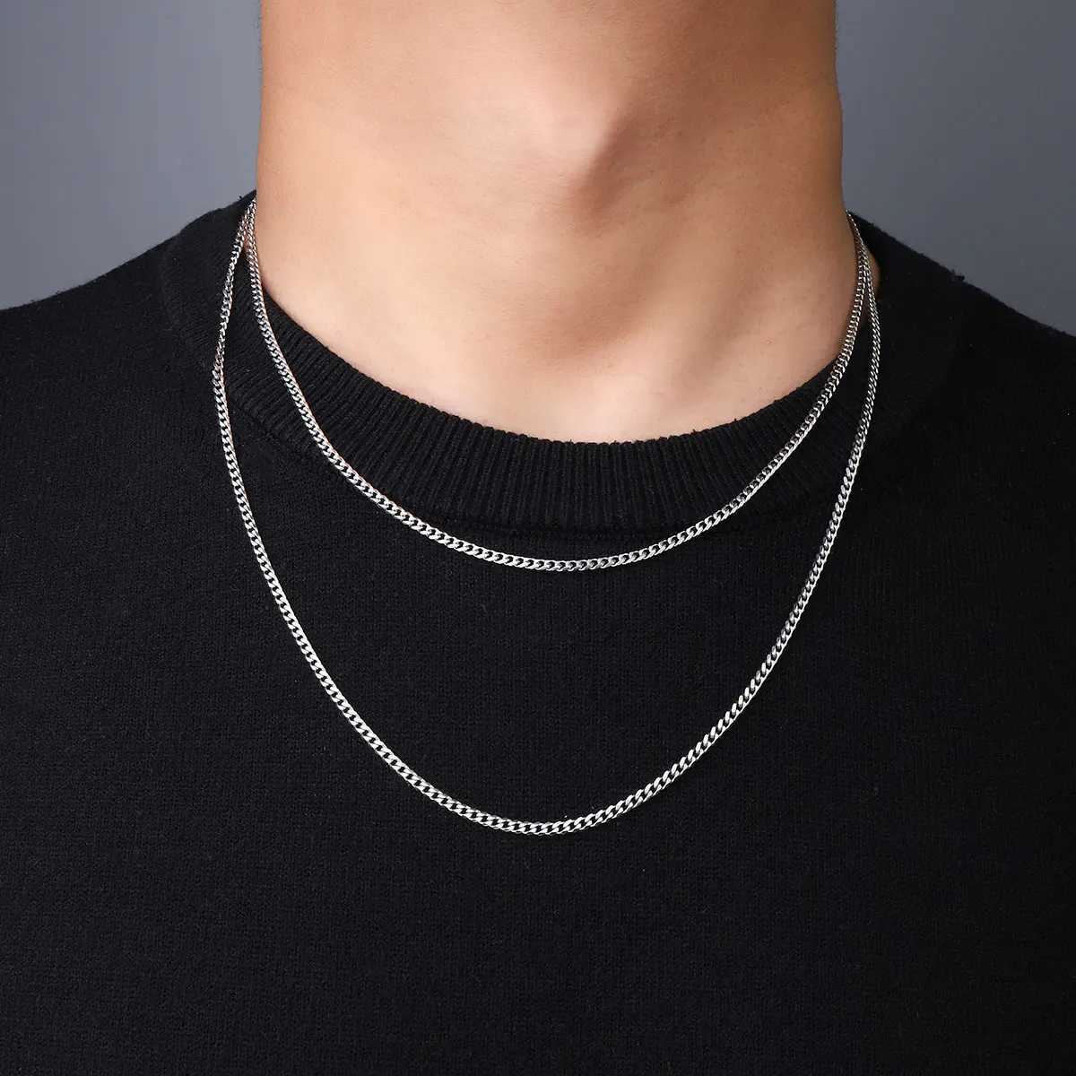 Trendy 3/5/7mm Hiphop Cuban Chain Stainless Steel Six sided Cutting Polish Link Necklaces Top Quality Women Men JewelryX240919