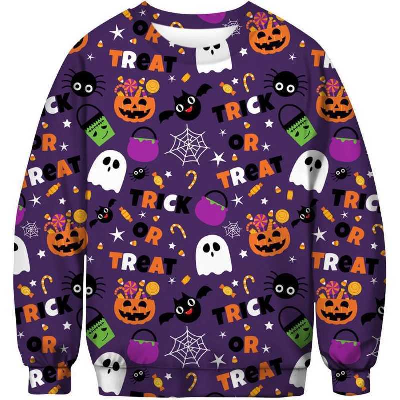 2024 new Halloween hoodie 3D printed Halloween pumpkin series crew-neck mens hoodie Y240920