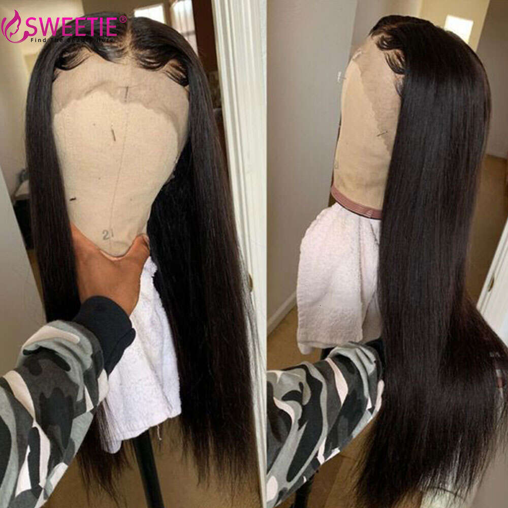16-40 Inch Straight Front 250 Density Pre Plucked 13x6 Transparent Lace Frontal Wigs For Women Human Hair