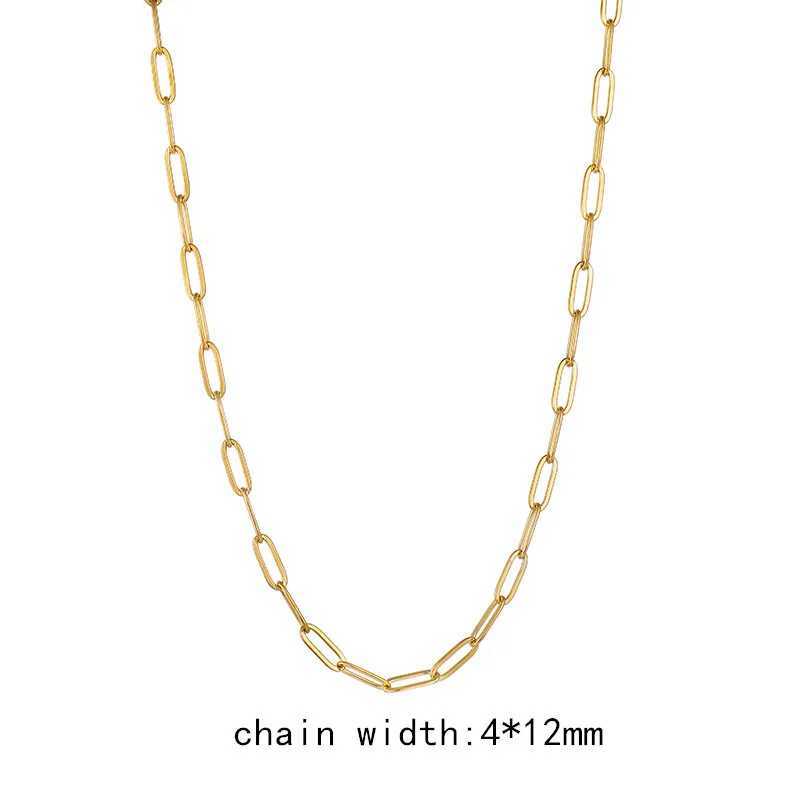 2021 Hot Fashion Paperclip Link Chain Women Necklace Stainless Steel Gold Color Chain Necklace For Women Men Jewelry GiftX240919