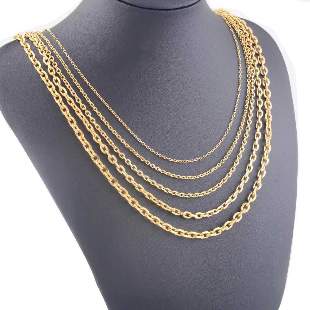 Width 1.6mm/2.4mm/3mm/4mm/5mm Stainless Steel Rolo Chain In Gold Color High Quality Charm Pendant Link Necklace WholesaleX240919