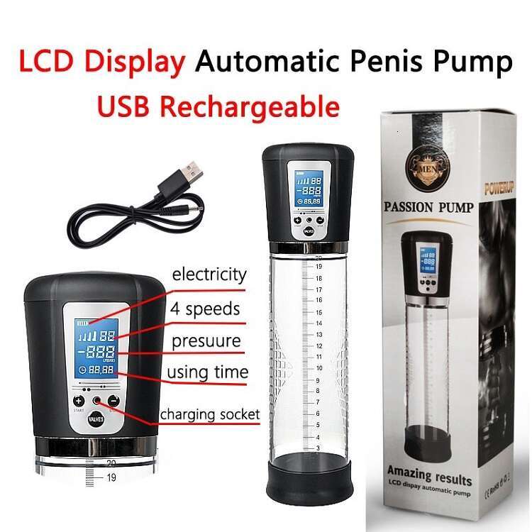 LCD display pumping pressure male sex penis enlarger vacuum pump