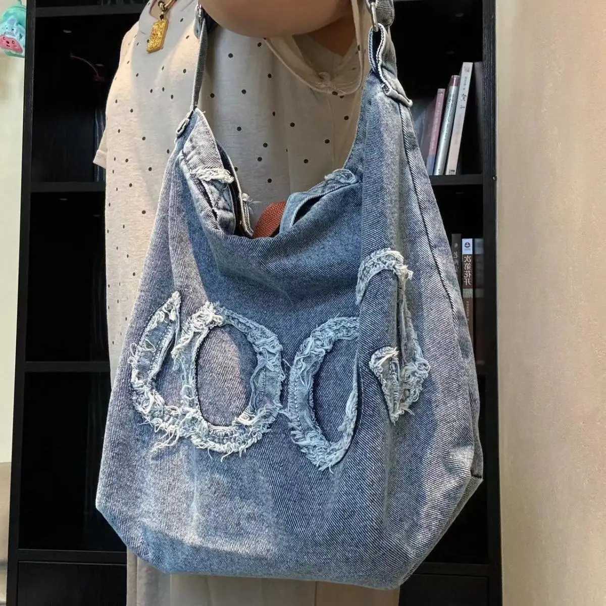 Denim Bags for Women Casual Crossbody Embroidery Female Shoulder Bag Pack Travel Zipper Handbag Tote Ladies Messenger 240920
