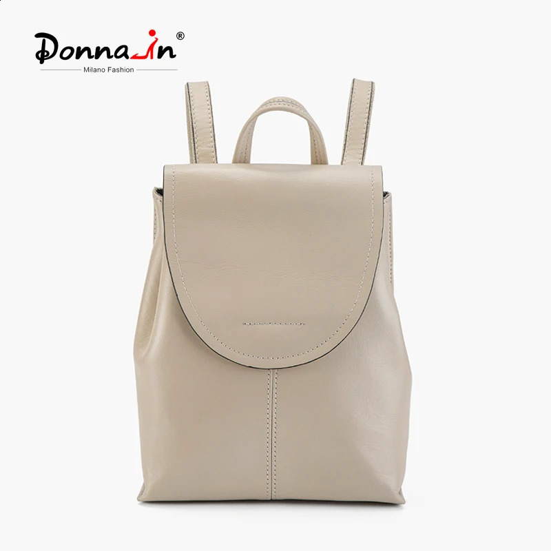 Donna in Womens Leather Mini Backpack Stylish and Elegant Beige Soft Leather Casual Small City Backpack Work Office 240918
