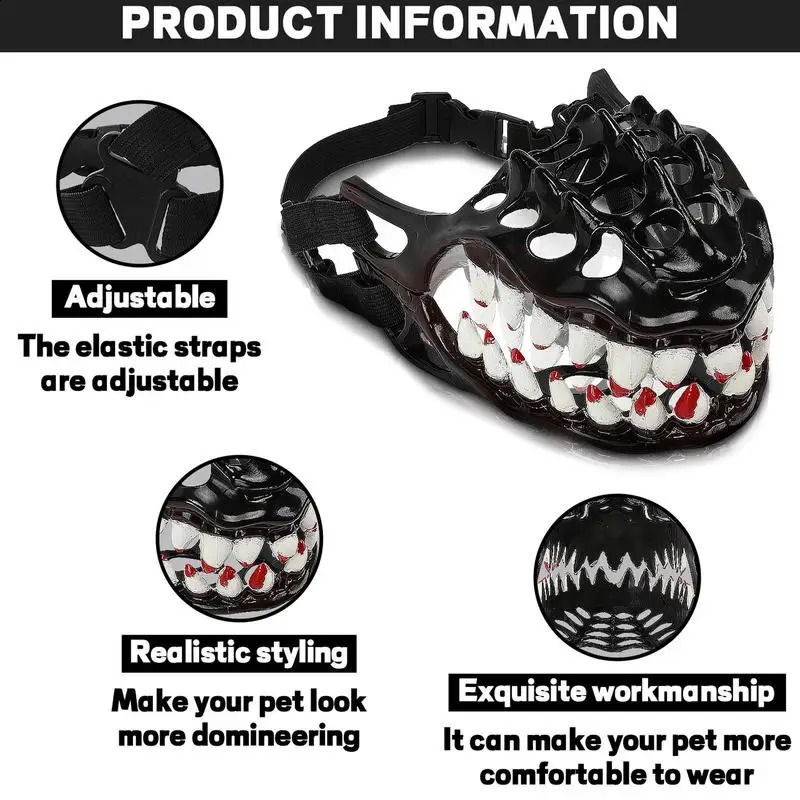 Halloween Dog Tone and Teeth Spooky Prop Halloween Dog Costume Fun and Creative Halloween Dog Tone Anti Bite Werewolf Supply 240914