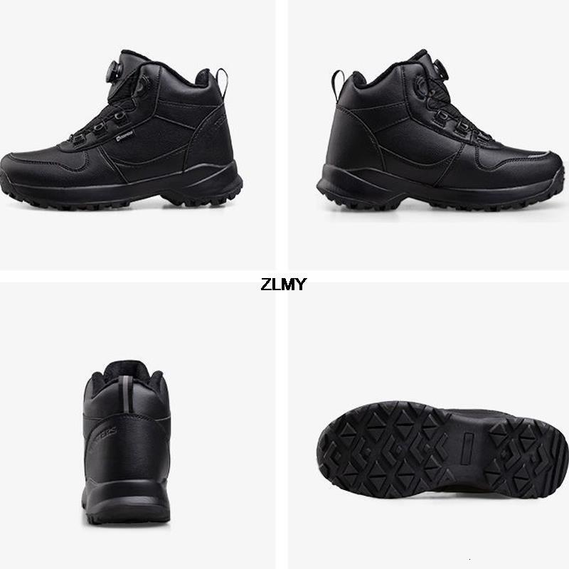 Waterproof Snow Boots Men Ankle Booties Leather Cotton Keep Warm Rotary Button Snowboots Plush Winter Shoes Father