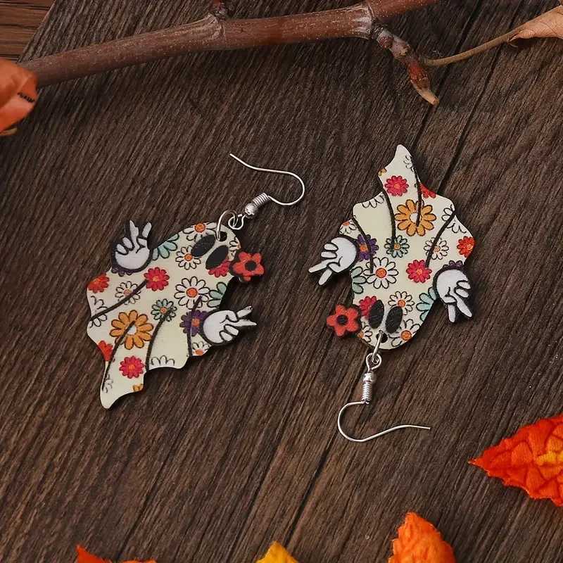 Charming Halloween Ghost Book Dangle Earrings - Vintage Wooden Gothic Style Stainless Steel Hooks Perfect For Parties Ever Y240919