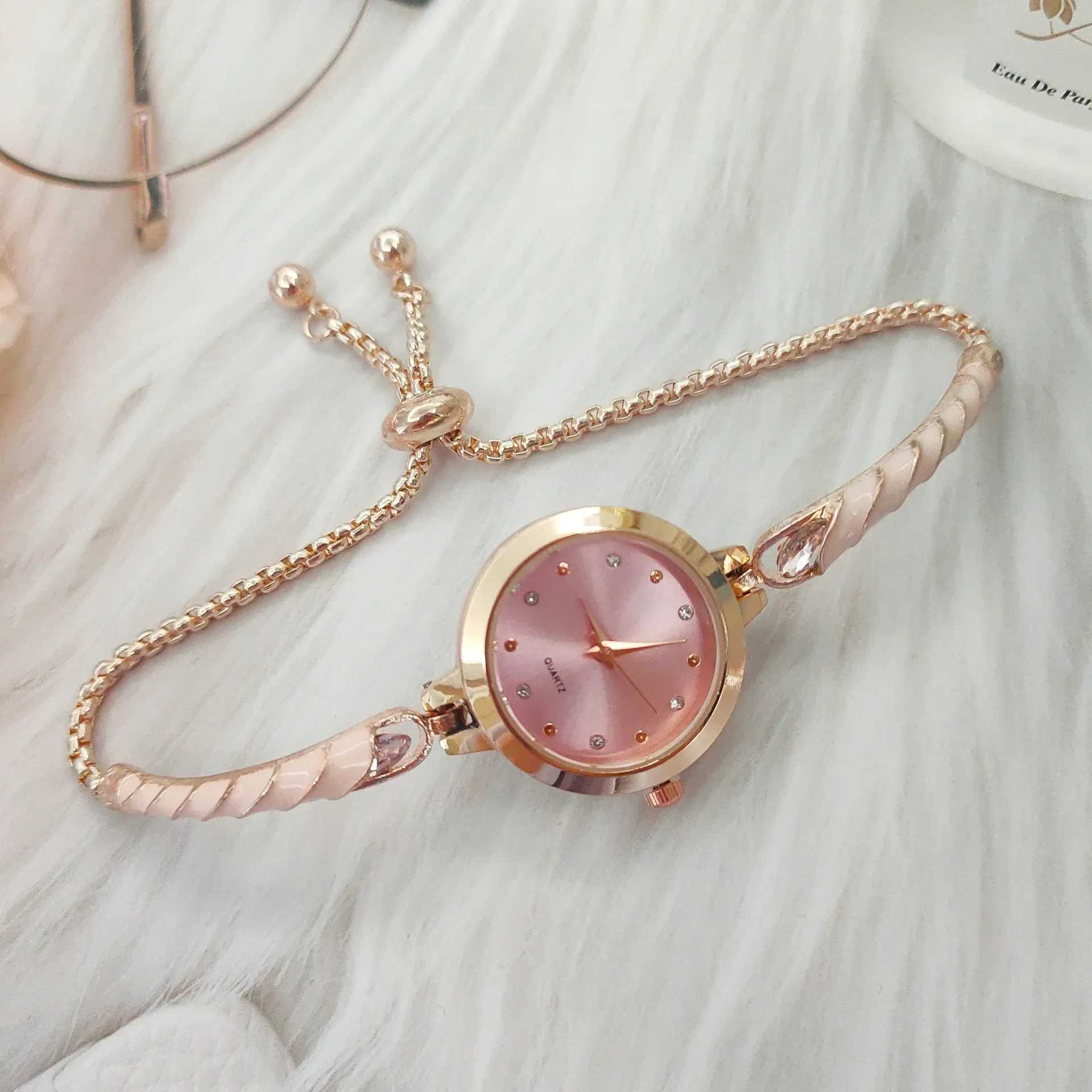 New Watch for Women Fashionable Colorful Drill Thin Band Drill Round Women Watch Adjustable PU Bracelet Watch Relojes Para MujerX240920