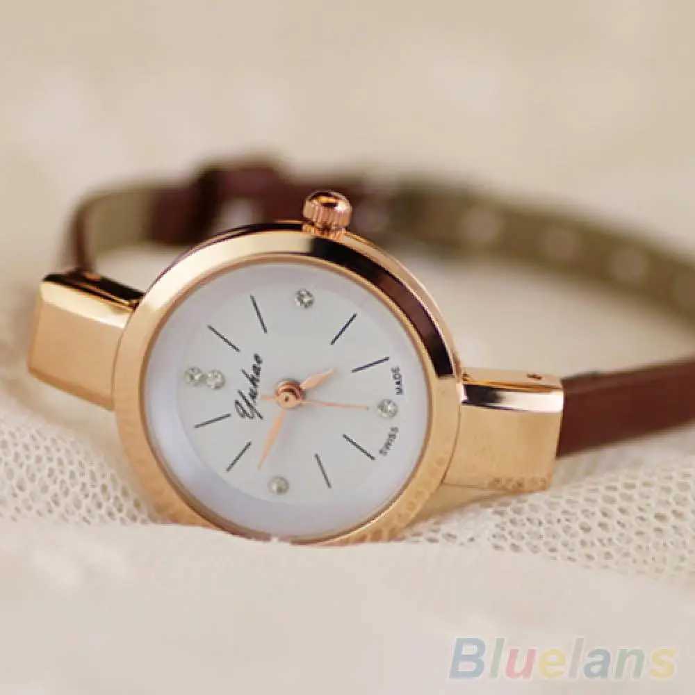 Women Wrist Watch Rhinestone Faux Leather Band Super Thin Slim Strap Clock Quartz Analog Wrist Watch Reloj Mujer Ladies WatchX240920
