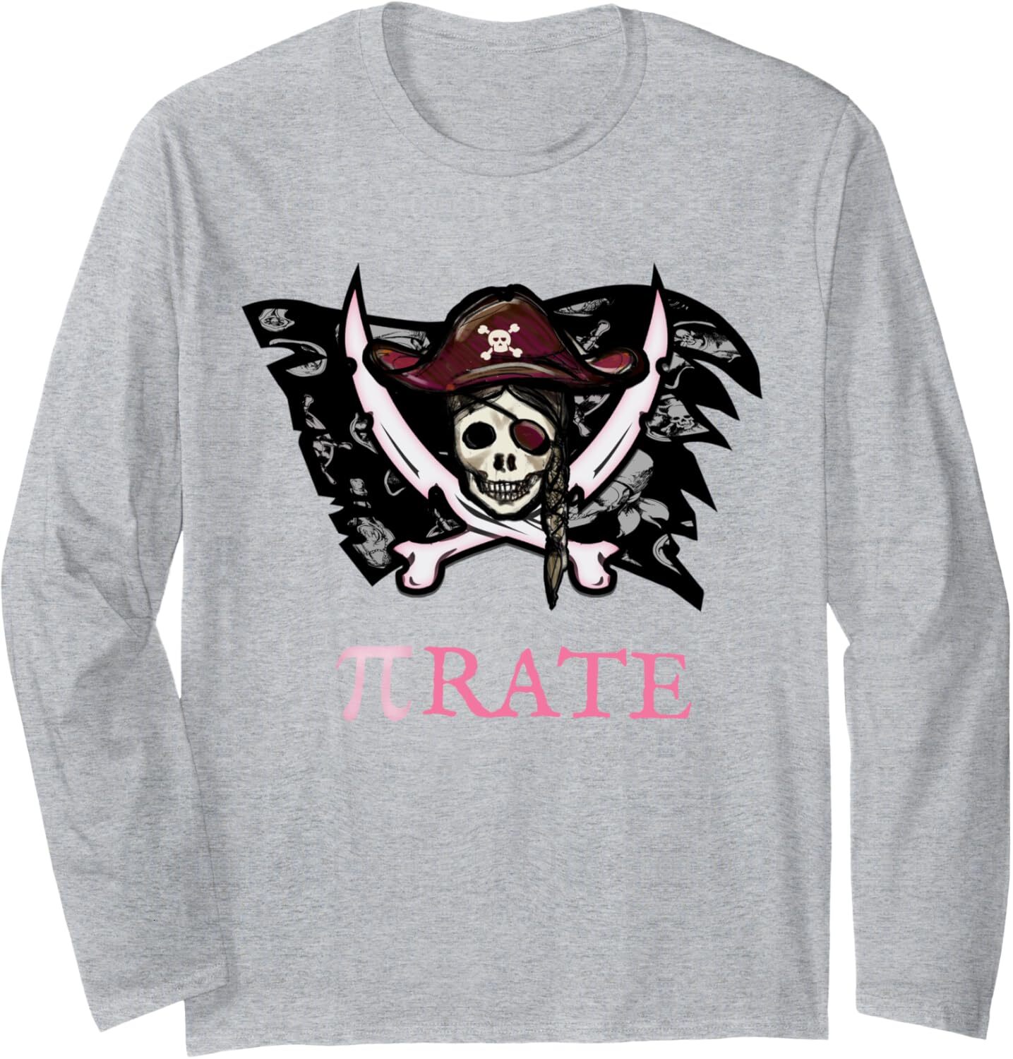 Long Sleeve Shirts for Men sweatshirt PI rate Pirate Funny Cool Math Geek Nerd Gift Long Sleeve Tee Streetwear Casual tops clothes