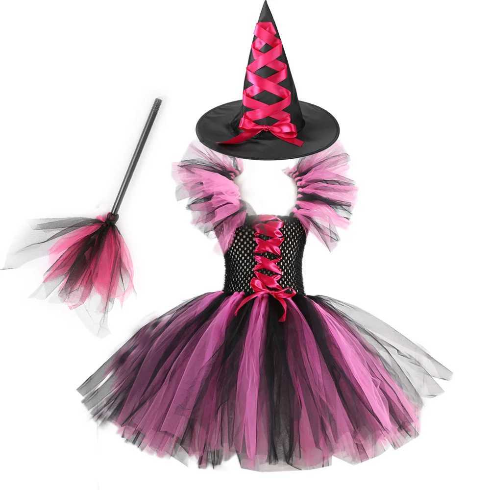 2024 Girls Halloween Cosplay Witch Costume Children Carnival Vestidos Party Infant Witch Fancy Dress Clothing Set Bag Hat Y240919