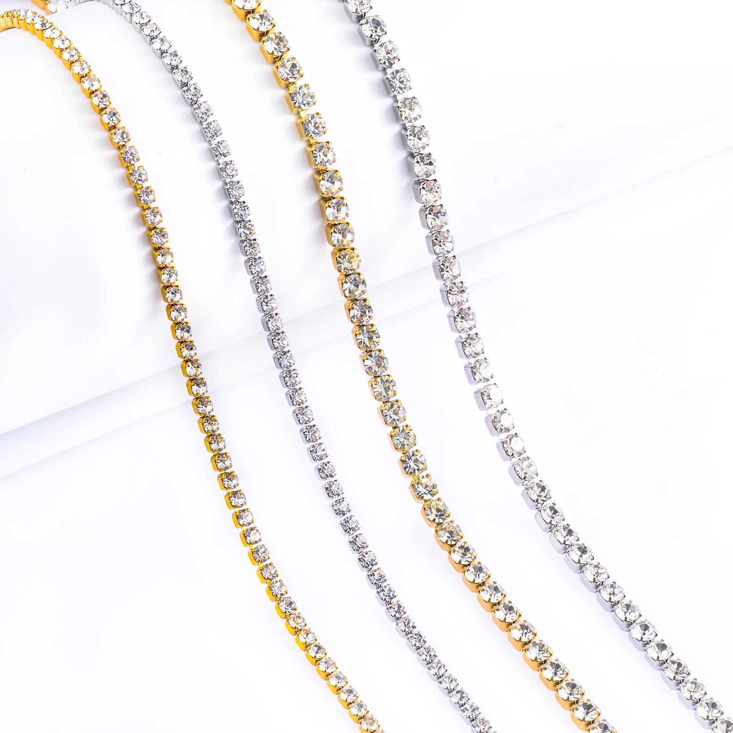 Hot Sale New Style Stainless Steel Charm Buling Shine Zircon Crystal Necklace Link Chain For Women Girls Fashion JewelryX240919