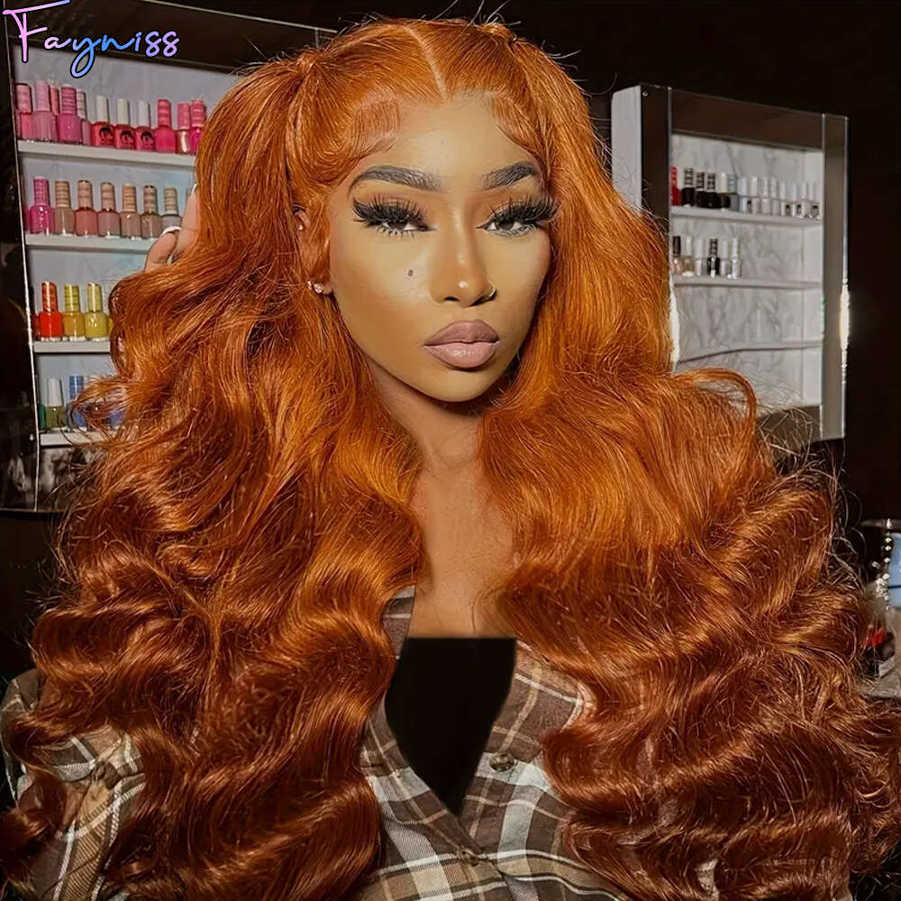 Fayniss Ginger Orange Body Wave 13x4 Front Color Transparent Wigs 180% Human Hair HD Lace Frontal Wig