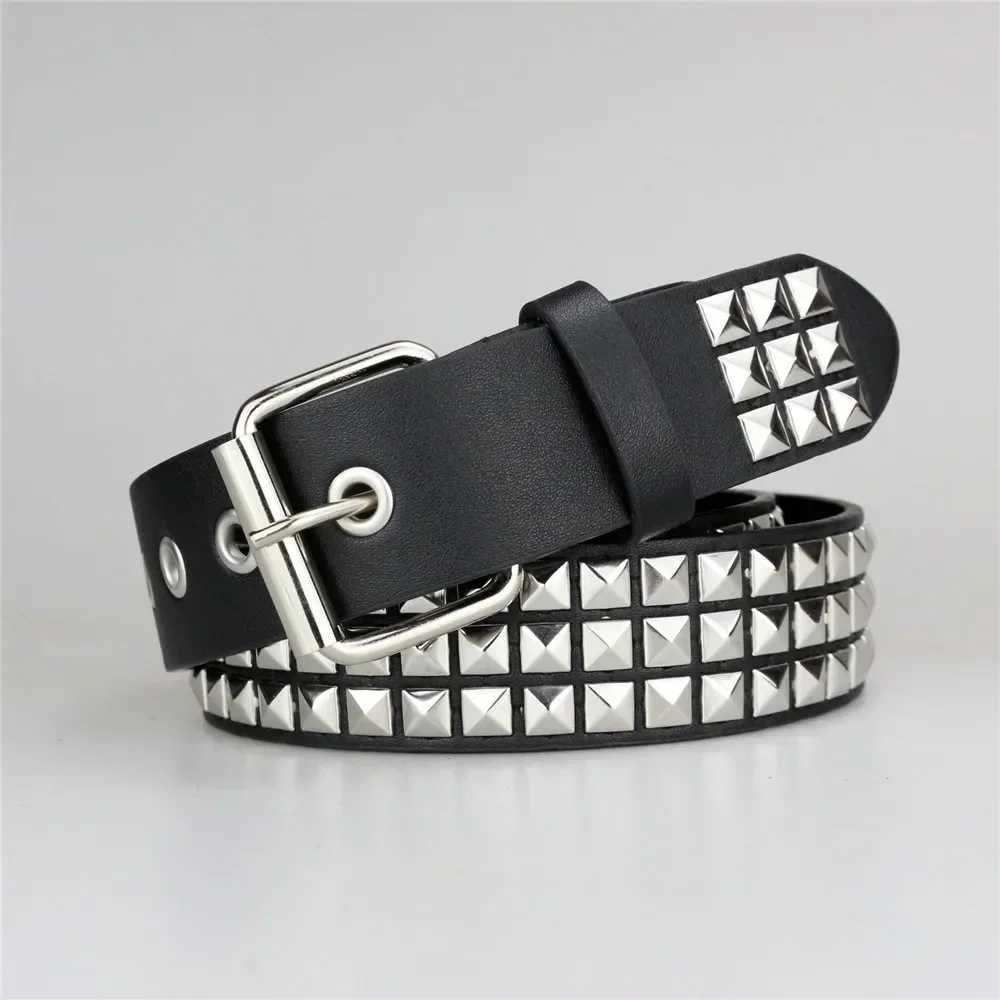 2024 New Square Bead Rivet Belt Metal Pyramid Belt Mens and Womens Punk Hardware Jeans Belt Designer Belt Womens Belt W240920