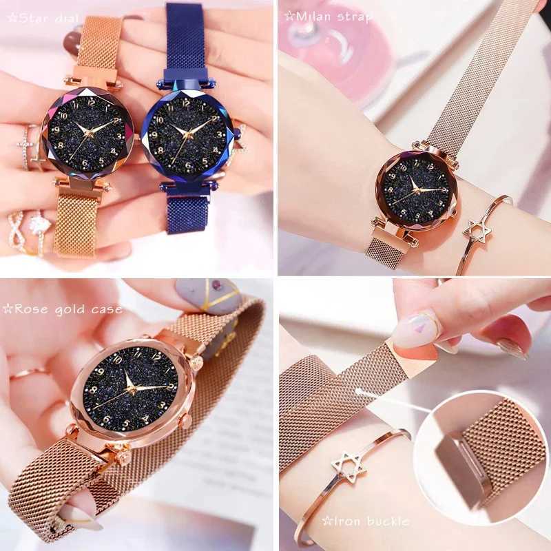 Luxury Women Watches Mesh Belt Magnetic Starry Sky Female Clock Quartz Wristwatch Fashion Ladies Wrist Watch relogio femininoX240920
